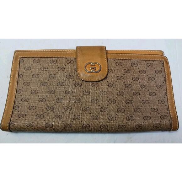 Vintage Gucci Tan Micro GG Monogram Ophidia Stripe Handbag And Wallet Set *Flaw - Picture 14 of 16